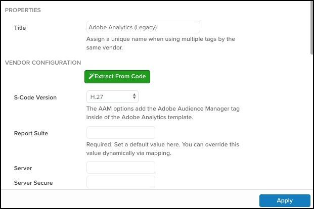 Adobe Analytics Legacey Tag Select Upgrade Version