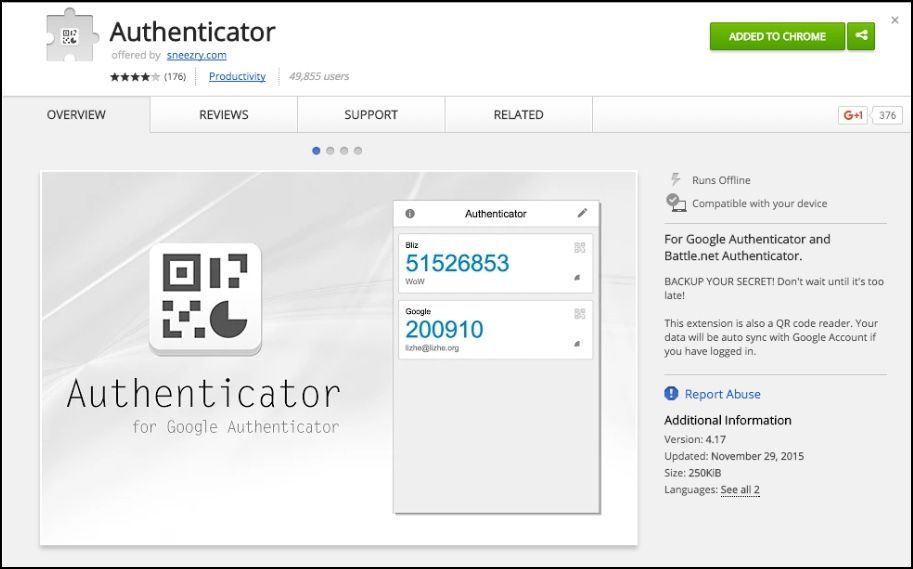 Add Authenticator Chrome Extension