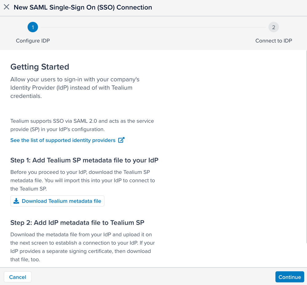New SAML Single Sign On Connection