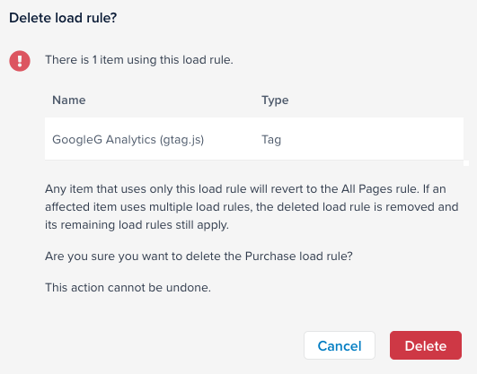 Delete load rule tag scoped