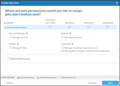 Select Account Permissions