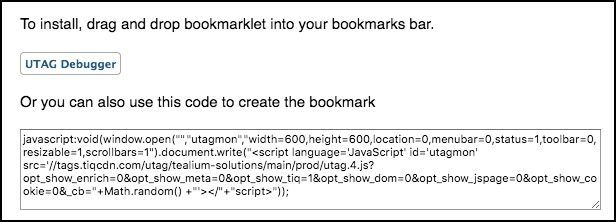 UTAG Debugger Bookmarklet Instructions