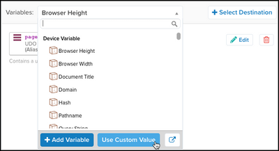 Add Variable Using Custom Value