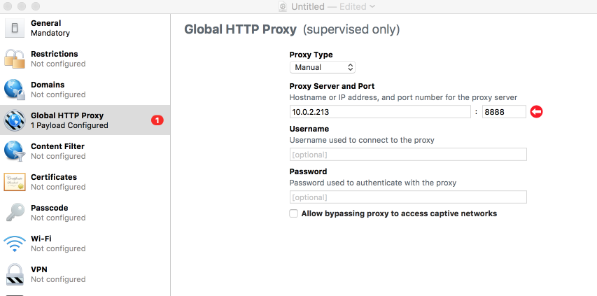 Apple Configurator - Global HTTP Proxy